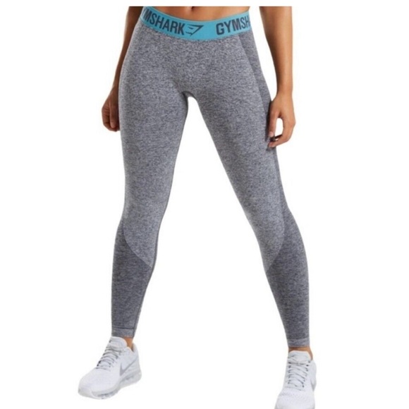 Gymshark Flex Leggings - Charcoal Marl/Turquoise Teal (XS) - Picture 1 of 10